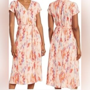 Halogen pink cloud wash‎ wrap dress Size L